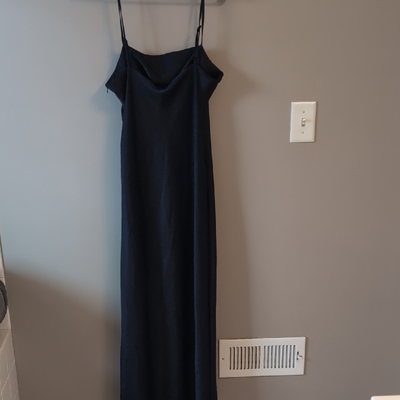 House of Harlow 1960 Navy Blue Satin Slip Minimalist Dress - Picture 4 of 5